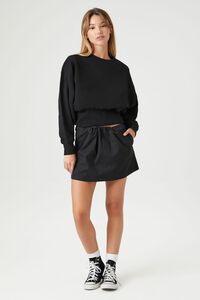 BLACK French Terry Drop-Sleeve Top, image 4
