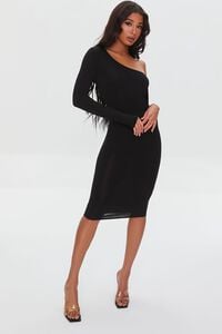 BLACK Cutout One-Shoulder Bodycon Dress, image 4