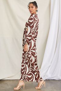 BROWN/MULTI Satin Abstract Print Maxi Dress, image 2