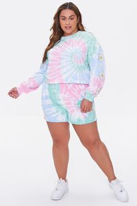 PINK/MULTI Plus Size Daisy Graphic Tie-Dye Pullover, image 4