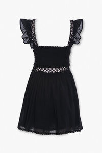 BLACK Crochet-Trim Fit & Flare Dress, image 3