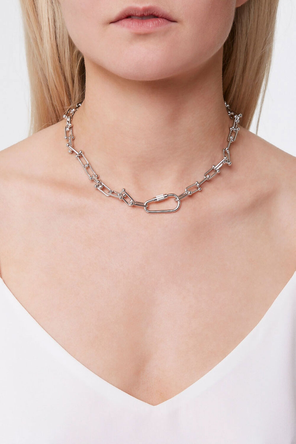 SILVER Toggle Chain Choker Necklace, image 1
