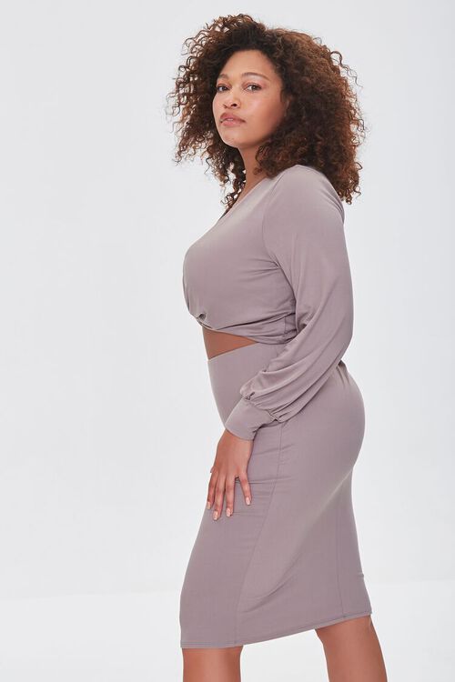 MOCHA Plus Size Twisted Top & Skirt Set, image 2