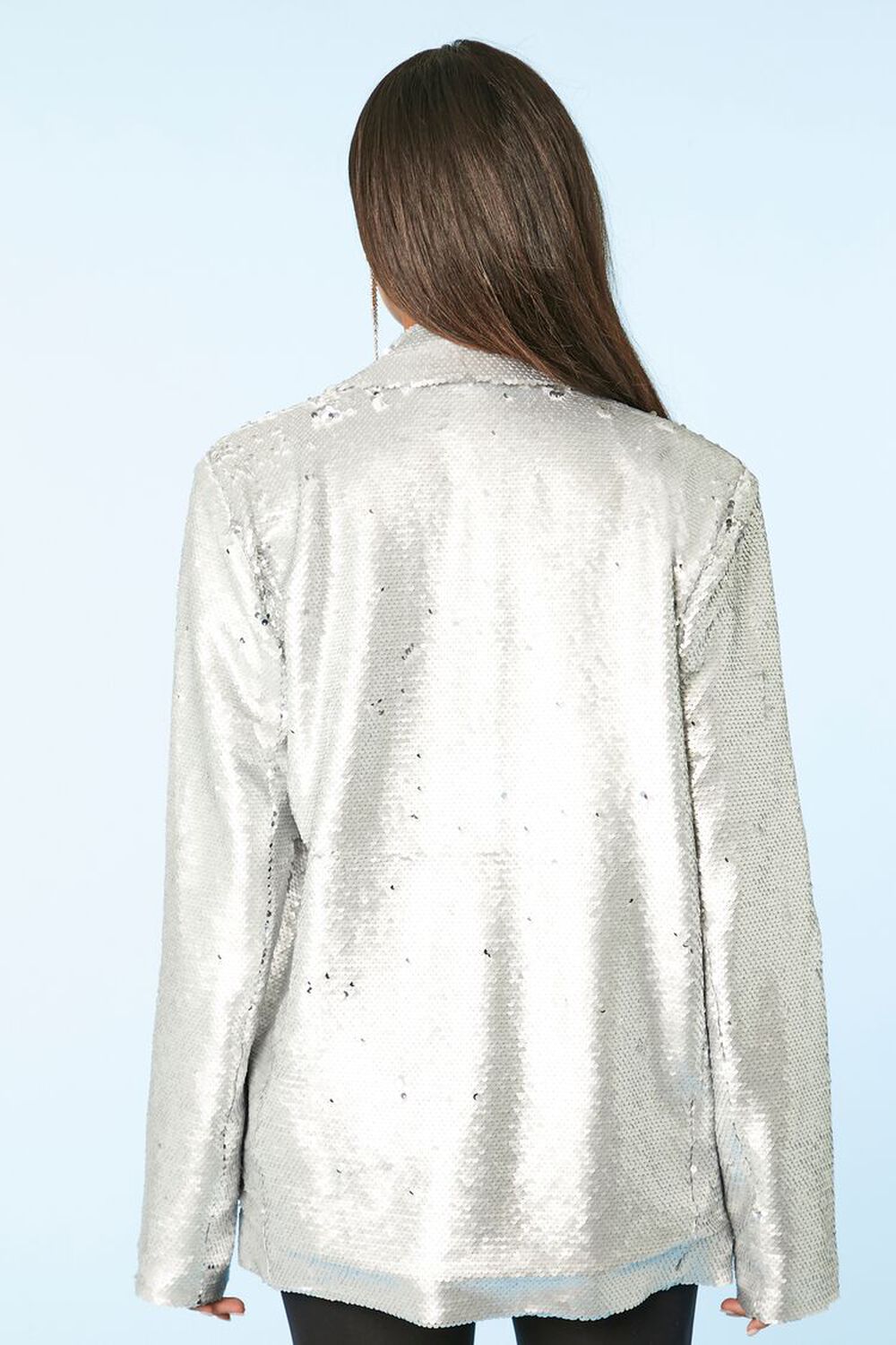 SILVER Sequin Notched Blazer, image 3