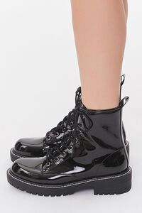 Faux Patent Leather Combat Booties, image 2