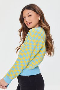 YELLOW/BLUE Checkered Drop-Sleeve Sweater, image 2
