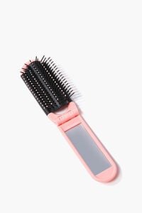 PINK/BLACK Foldable Mirrored Hair Brush, image 1