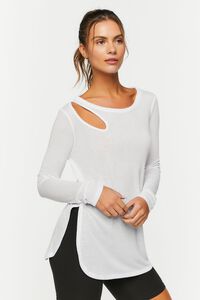 WHITE Active Cutout Long-Sleeve Top, image 2