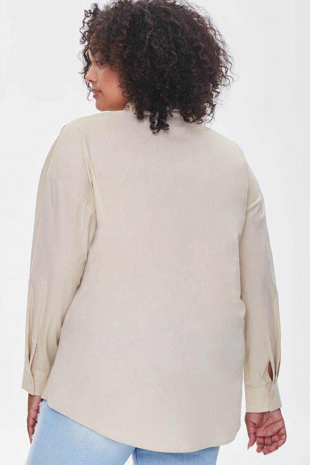 KHAKI Plus Size High-Low Poplin Shirt, image 3