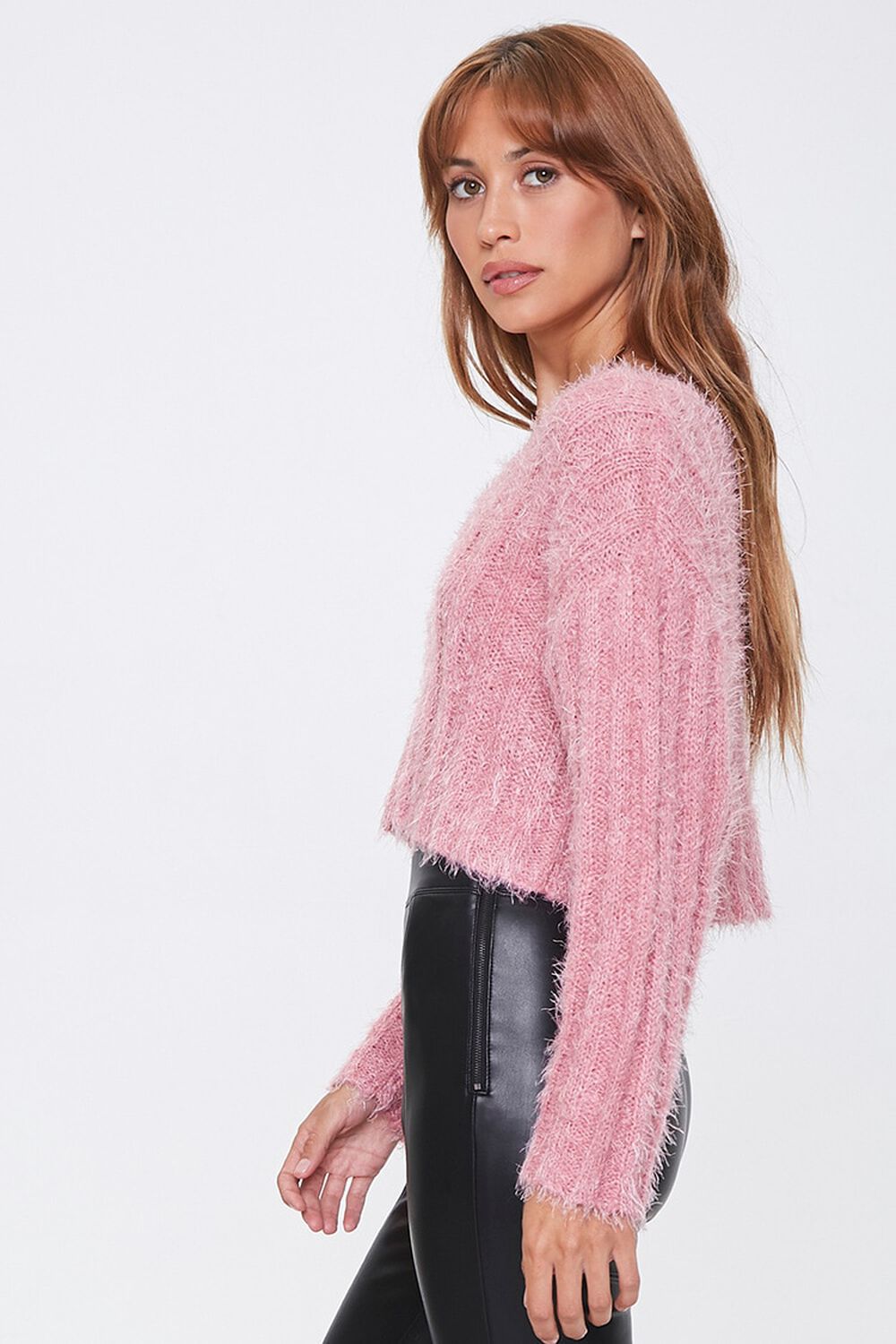 ROSE Fuzzy Knit Ribbed Sweater, image 2
