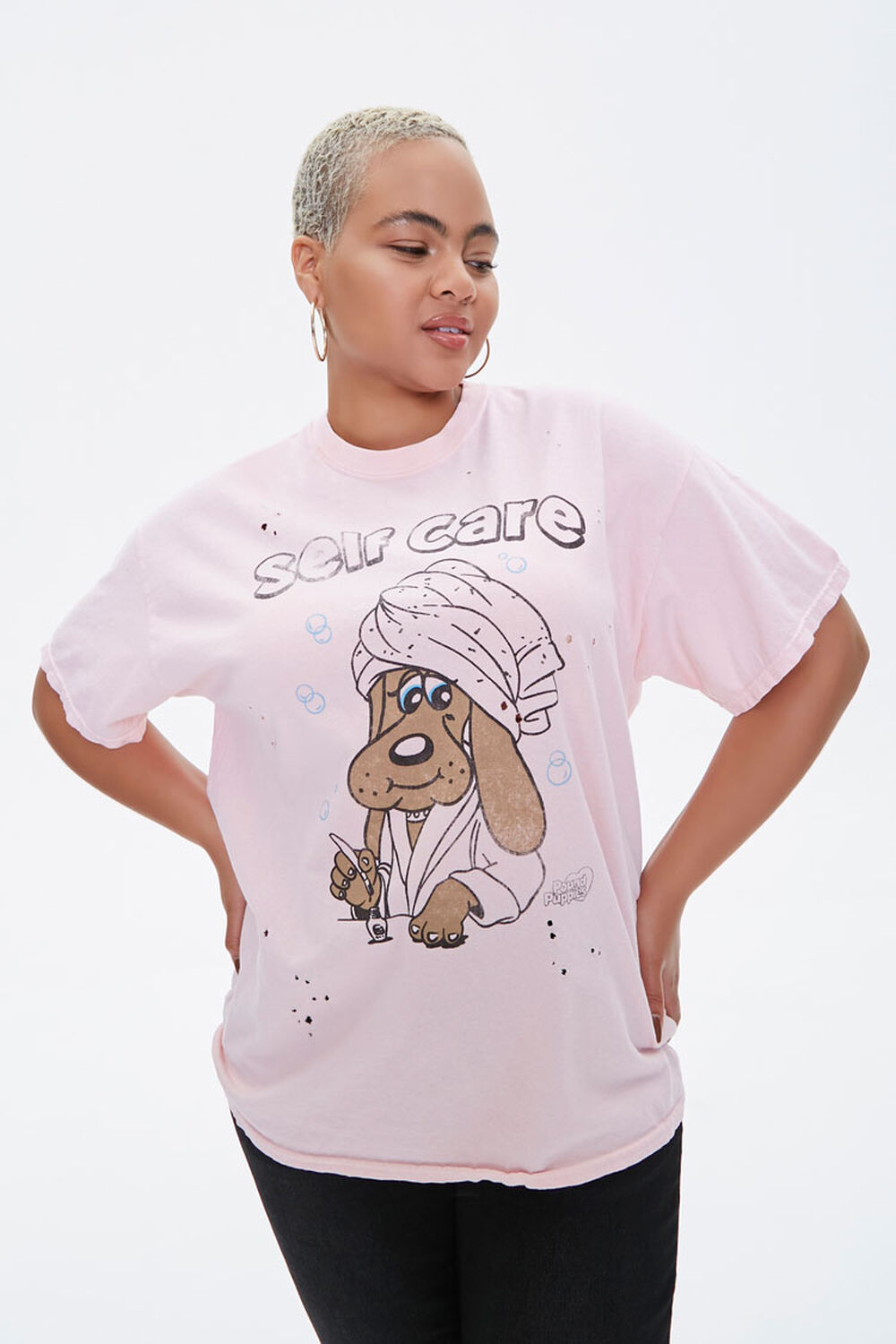 PINK/MULTI Plus Size Pound Puppies Graphic Tee, image 1