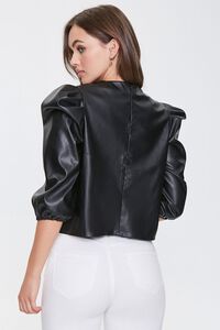 Faux Leather Pickup-Sleeve Top, image 3