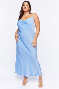 DELLA ROBBIA BLUE Plus Size Satin Slip Maxi Dress, image 6