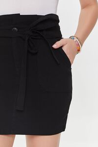 BLACK Belted Paperbag Mini Skirt, image 6
