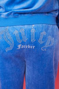 BLUE/SILVER Plus Size Rhinestone Juicy Couture Velour Joggers, image 2