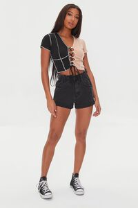 WALNUT/BLACK Reworked Lace-Up Crop Top, image 4