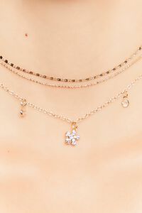 GOLD/CLEAR Floral Rhinestone Necklace Set, image 2