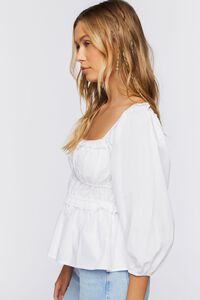 WHITE Peasant-Sleeve Crochet Lace Top, image 2