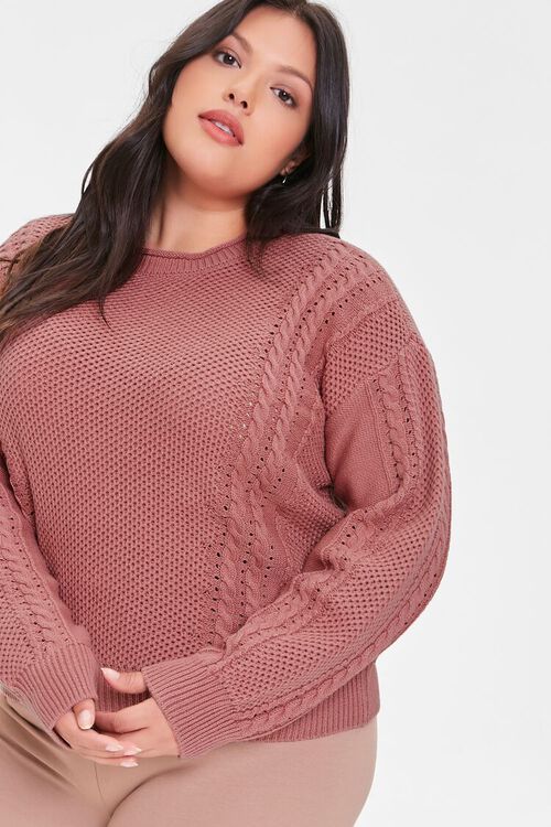 MAUVE Plus Size Honeycomb Sweater, image 1