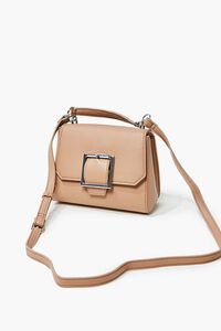 TAUPE Pebbled Faux Leather Crossbody Bag, image 2