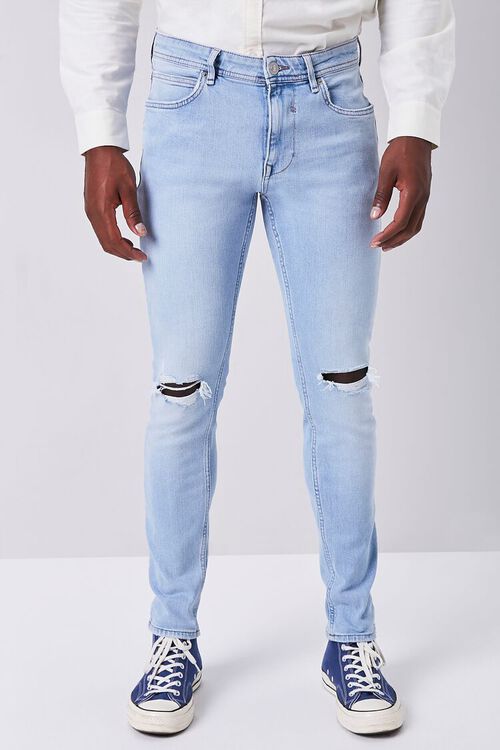 LIGHT DENIM Premium Distressed Slim-Fit Jeans, image 2