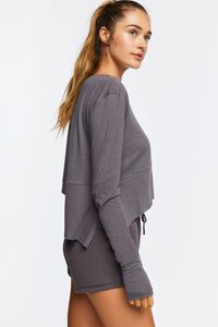 CHARCOAL Active Long-Sleeve Raw-Cut Top, image 2