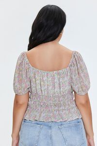 PINK/MULTI Plus Size Ditsy Floral Ruffled Top, image 3