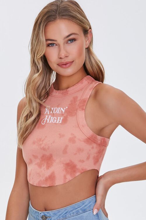RUST/MULTI Ridin' High Embroidered Graphic Crop Top, image 1