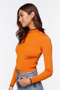 PERSIMMON/PLUM Ribbed Sweater-Knit Mock Neck Top, image 2
