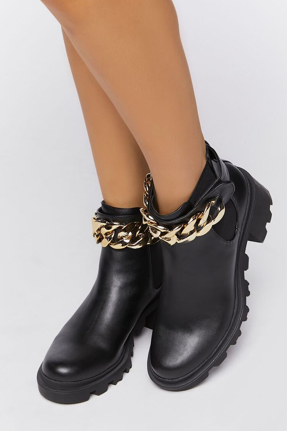 BLACK Curb Chain Chelsea Boots, image 1