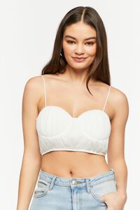 WHITE Shirred Cropped Bustier Cami, image 1