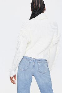 IVORY Loop-Knit Trim Turtleneck Sweater, image 3