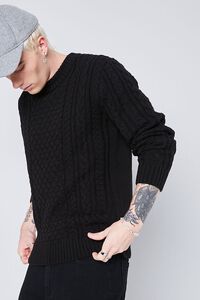 BLACK Cable Knit Dropped-Sleeve Sweater, image 1