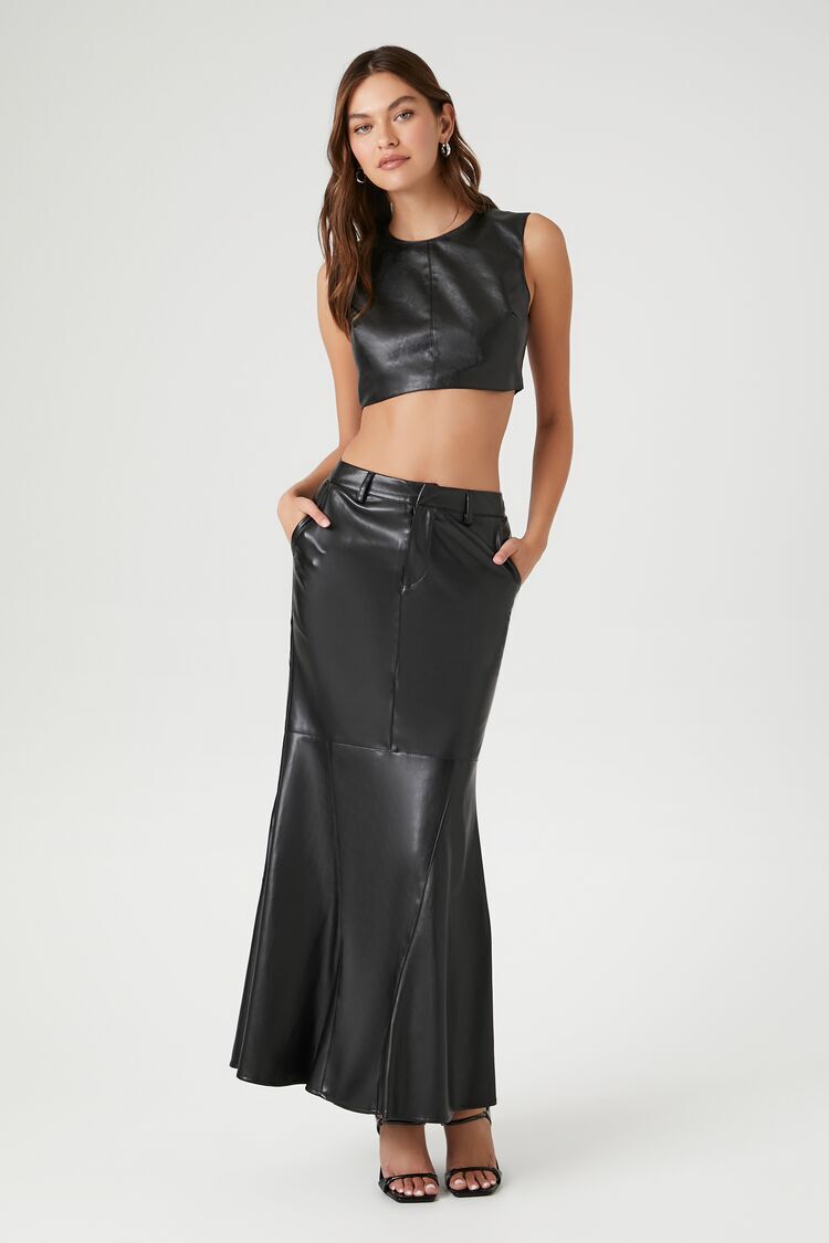 Faux Leather Mermaid Maxi Skirt