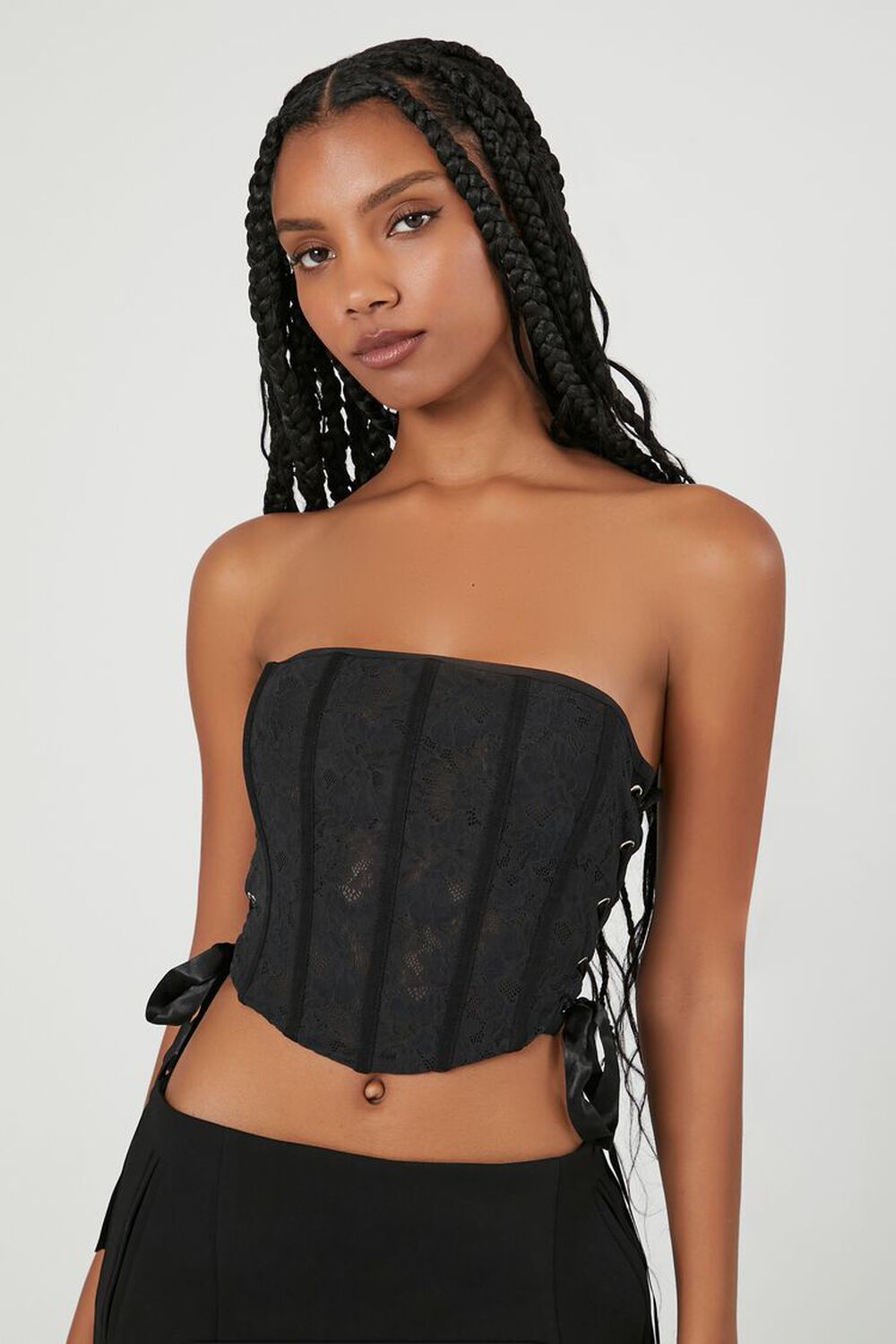 Lace Corset Cropped Tube Top