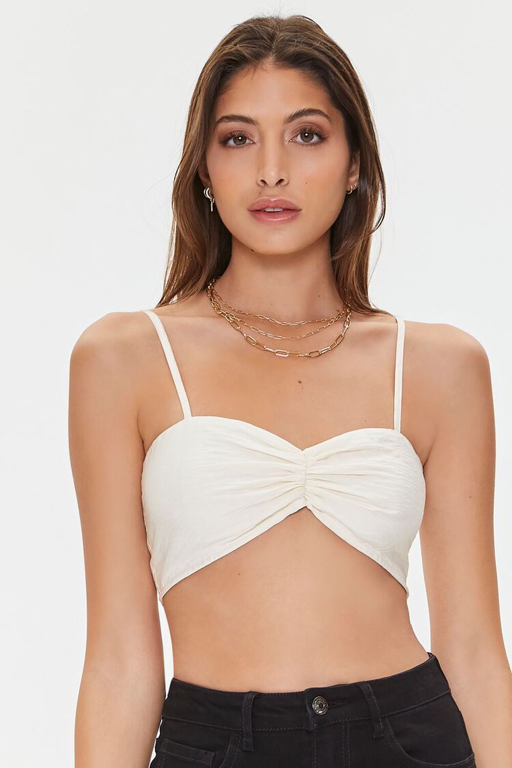 Ruched Sweetheart Cropped Cami, image 1