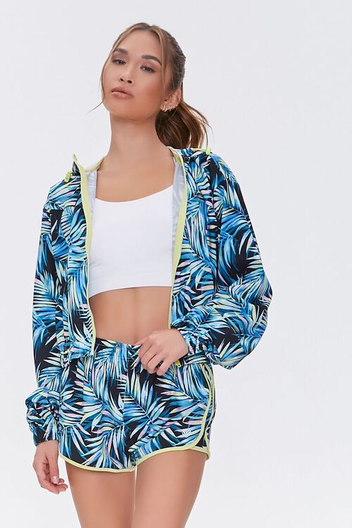 BLUE/MULTI Active Tropical Print Dolphin Shorts, image 1
