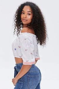 WHITE/MULTI Floral Embroidered Crop Top, image 2