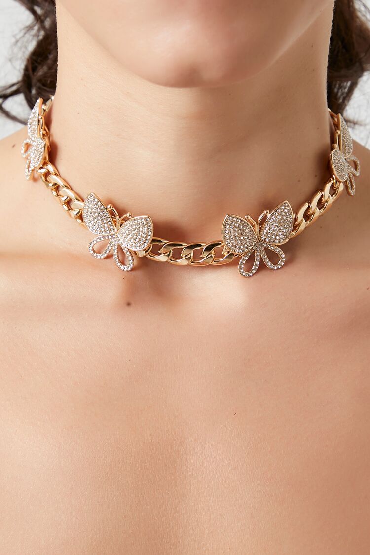Forever 21 | Jewelry | Rhinestone Butterfly Pendant Necklace | Poshmark