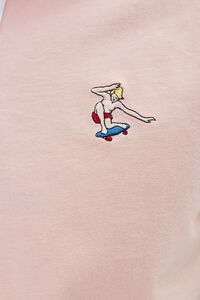 PINK/WHITE Skateboarder Graphic Embroidered Polo, image 5