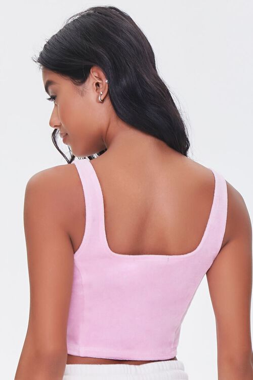 PINK/WHITE Embroidered Eternal Love Velour Crop Top, image 3