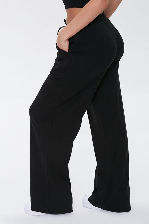 BLACK Wide-Leg Drawstring Sweatpants, image 3