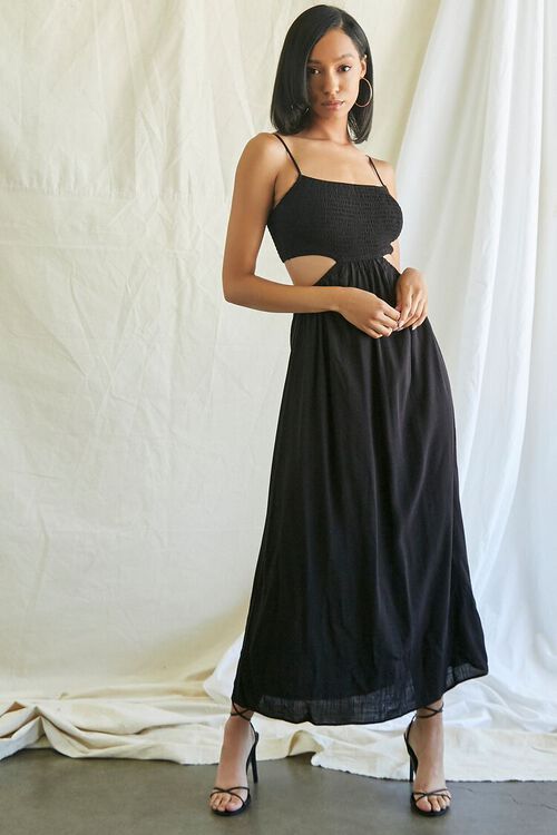 BLACK Smocked Cutout Maxi Dress, image 4