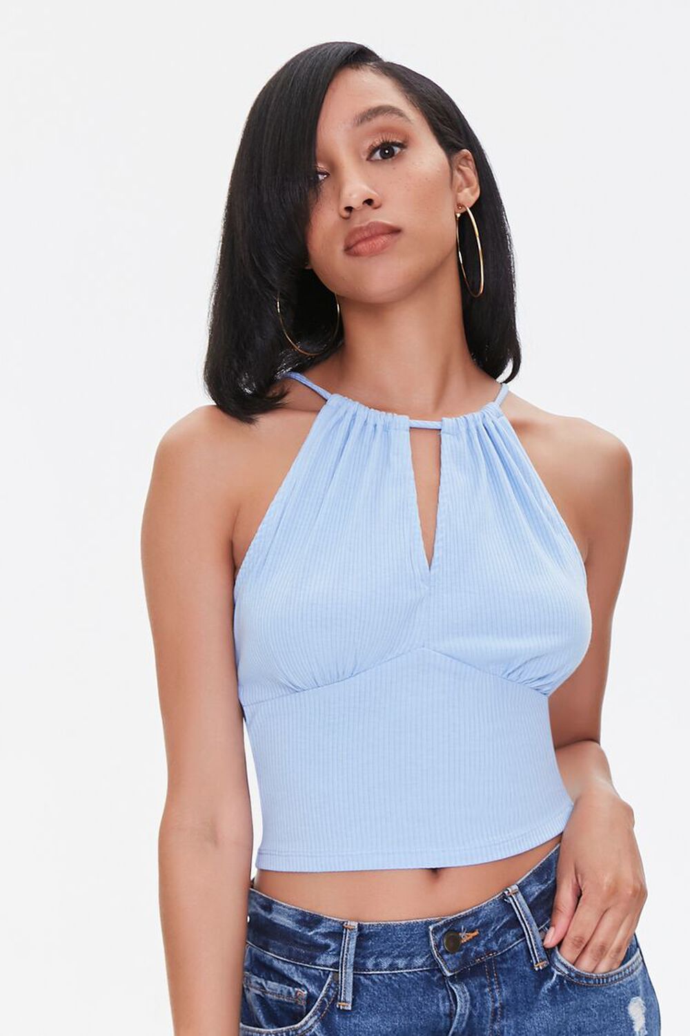 PERIWINKLE Ribbed Cutout Top, image 1