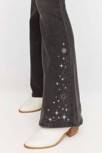 WASHED BLACK Embroidered High-Rise Flare Jeans, image 5