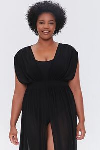 BLACK Plus Size Sheer Mesh Swim Cover-Up Dress, image 4