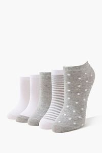 HEATHER GREY/WHITE Striped & Polka Dot Sock Set - 5 pack, image 1