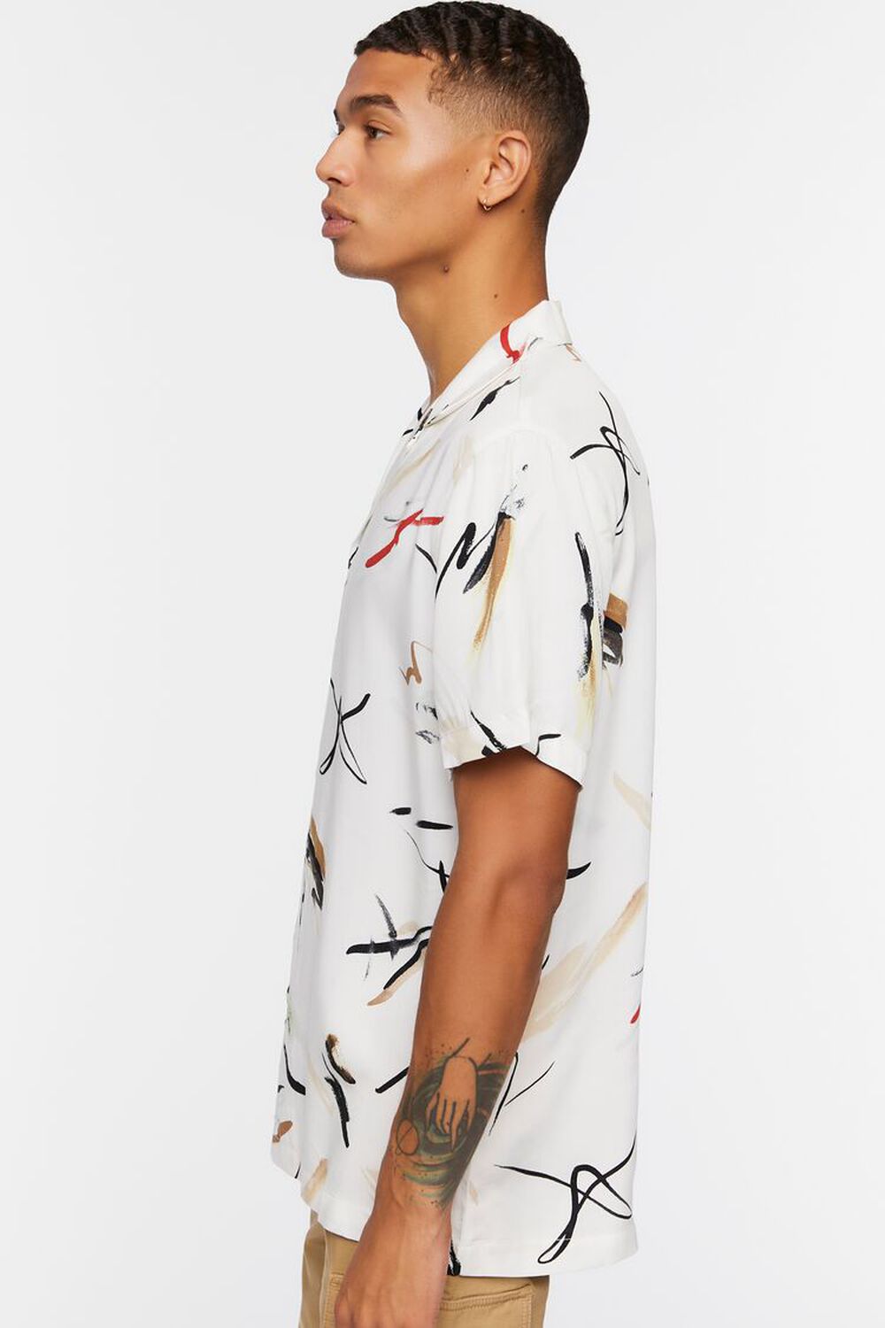 WHITE/MULTI Abstract Paint Stroke Print Shirt, image 2