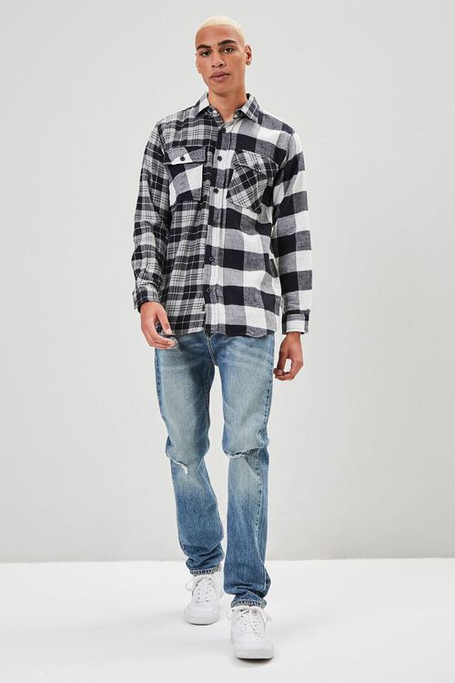 BLACK/WHITE Reworked Plaid Button-Front Shirt, image 4