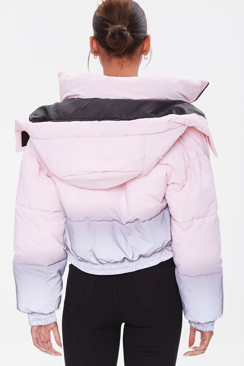 PINK/GREY Ombre Wash Hooded Puffer Jacket, image 4
